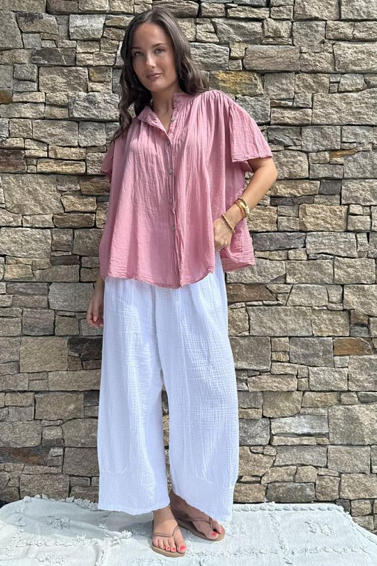Asher Cap Sleeve Blouse Indian Pink